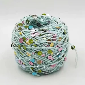 In-stock Knitting Sequin Size 3mm Crochet Fancy Yarn Black of 50% Cotton Yarn