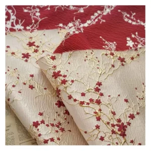 JSD5756 Fashion Shiny Metallic Design Red 3D Flowers Pattern Luxury Jacquard Brocade Fabric for Women Dress and Garment