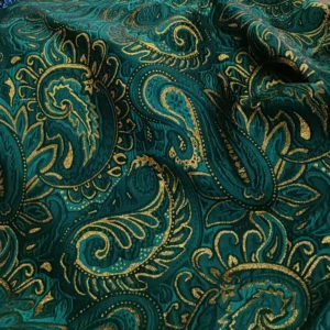 JSH6998 Paisley Shiny Metallic Vintage Yarn Dyed Jacquard Brocade Fabric for Women Girls Wedding