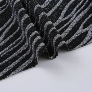 Knitted Polyester Spandex Metallic Lurex Stripe Fabric for Women Dress