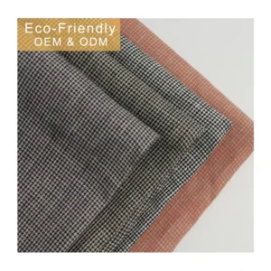 L1707 Pure 130GSM Linen with Classic Mini Houndstooth Design Yarn Dyed Houndstooth Fabric Luxurious Linen Flax Fabric