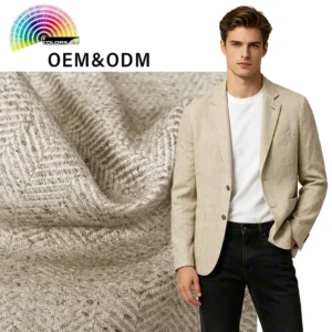 Linen-colored Yarn-Dyed Heavyweight Anti-Bacteria Fabrics for Autumn/Winter Coats Shirts Trousers Factory-Direct Prices OEM/ODM