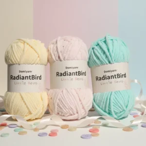 Little Beans Domi 50g/55m Eco Cushion Blanket for Scarf Chunky 100% Polyester Dyed Chenille Yarn Anti Bacteria