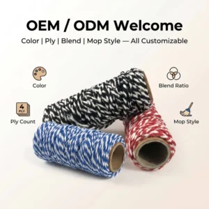 Low Price Custom Color Dyed Friction Spun Recycled Cotton Mop Yarn for String Mop Kentucky Mop Head