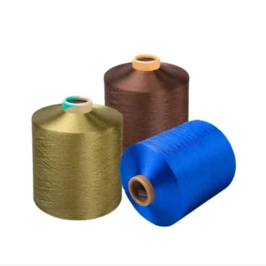 Low Torque DTY 150 48 3 100% Polyester Yarn Yellow Beige For Embroidery Use