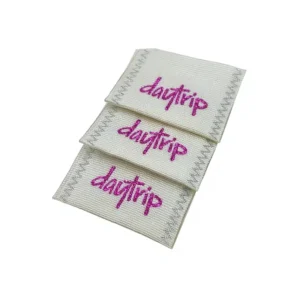 Luxury Design Damask Neck Labels and Clothing Tags with Metallic Yarn Satin Texture Garment Organic Label