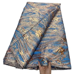 Luxury Metallic Jacquard Fabric Barcode Woven Organza Fabric African Fabric for Nigerian Clothing