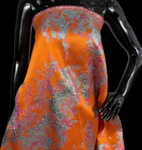 Luxury Metallic Polyester Colorful Flowers Designer Jacquard Brocade Fabric for Women Designer Fabric