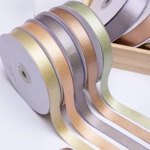 Luxury Satin Metallic Shimmer Ribbon Gift Wrapping Sparkly Glitter Jewelry Cosmetics Packaging Decor