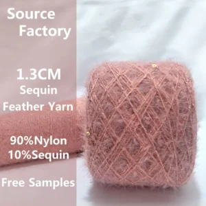 Luxury Sequin Feather Yarn 90% Nylon 1.3 cm Fancy Yarn for Knitted Products