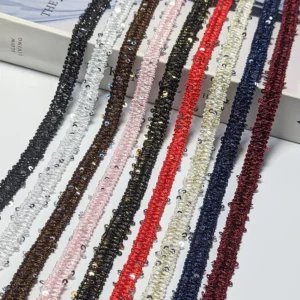 Luxury Shiny Sequin Knitted Ribbon Trim Eco Friendly Multicolor Glitter Lace Garment Accessories Wedding Party Dress Bag Home