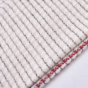 Luxury Yarn Dyed Cream Pink Lattice Boucle Fancy Tweed Fabric for Elegant Lady Autumn Winter Jacket Blazer Suit Dress