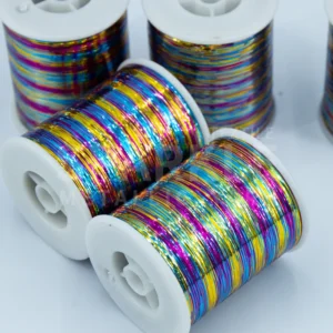 M Type Metallic Yarn High Strength Copper Knitting Flat for Lurex Film Rainbow Laser for Embroidery Weaving and Sewing Fabric