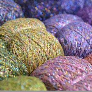 Magic Candy Color Glitter Metallic Thread Chunky Lurex Knitting Yarn Metallic Gold Yarn for Crochet
