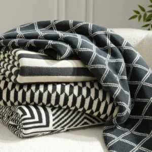 Magic Green Soft Blanket Throw Cotton Acrylic Knitted Throw Blanket Comfortable Modern Blanket 50*60 Inch
