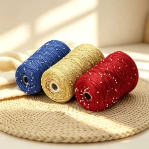 Manufacturer Bulk Supply 330g 6ply Mercerized Cotton Yarn 3mm Bead Yarn Soft Hand Knitting Crochet Dyed Pearl Fancy Yarn