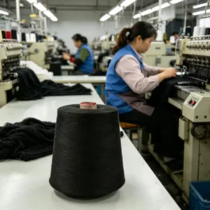 Manufacturer OEM 100% Polyester 32S Yarn Dyed High Tenacity Raw Recycled Blended Yarn for Knitting Weaving and Sewing