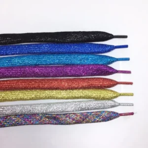 Maoyuan MY FGS110 10mm Wide Casual Flat Metallic Glitter Polyester Sneaker Shoelaces 110cm Colorful Transparent