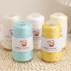 Mercerized Silk Cotton Pearl Bead Yarn 50g Fine Knitting Thread DIY Crochet Yarn For Handcraft Lace Scarf Doll Making