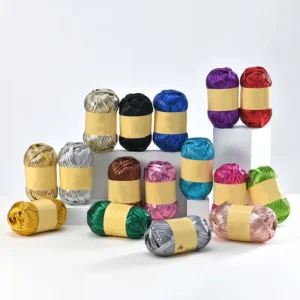 Metal Shiny Polyester Yarn 18 Colors DIY Hand Knitting Leather Metallic T Shirt Yarn for Bag