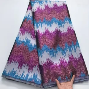Metallic Abstract African Jacquard Brocade Fabric for Women Fashion Dress