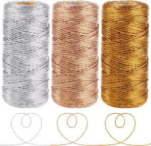 Metallic Coated Braided Polyethylene Bakers Twine Custom Length Gold Silver Rose Gold Craft String DIY Arts Crafts Gift Bags