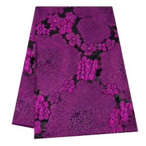 Metallic Floral Yarn Dyed Fabric 152GSM Nylon Polyester Blended Shimmer Textile for Evening Dress and Garment