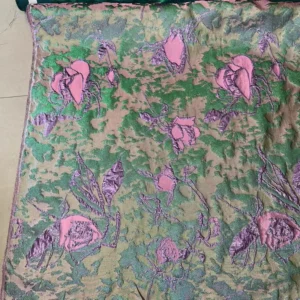 Metallic Flowers Design Jacquard Brocade Fabric for Women Stage Dress