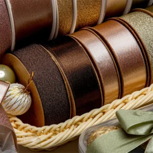 Metallic Glitter Ribbon Roll in Assorted Colors 1.5 Inch Wide Wired Edge Eco-Friendly Christmas Event Decor