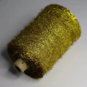 Metallic Gold Dyed Feather Yarn 100% Polyester Eco-Friendly Filament for Knitting Shiny Yarn