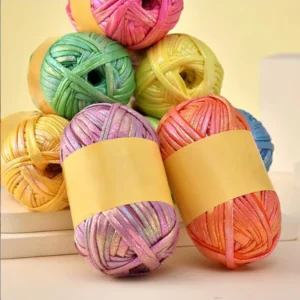 Metallic Melange Dyed Shiny Crochet Yarn Polyester T-Shirt Yarn for Hand-Woven Knitting DIY Punk Style Bags