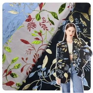 Metallic Multi Colors Metallic Leaves Jacquards Brocade Fabric for Women Dress Jackets Fabric