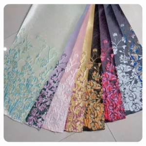 Metallic Positioning Florals Pattern Variety in Colors Custom Luxury Jacquard Brocade Fabric for Women Evening Dress