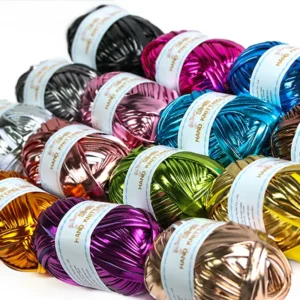 Metallic Silver & Gold T Shirt Yarn DIY Toy Storage Basket Knitting Yarn Blended Fabric for Hand Weaving & Knitting