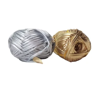 Metallic Silver and Golden Color T shirt Yarn Diy Toy Basket Knitting Fabric Weaving Hand Knitting Yarn