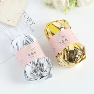 Metallic T Shirt Yarn Glossing Yarn for Cross Stitch Crocheting Bags Folk Art Cotton