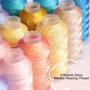 Metallic Weaving Thread for DIY Crafts 0.2MM-0.8MM Embroidery Sewing Yarn Bracelet String Stitch Weave Shiny Effect Cross Stitch