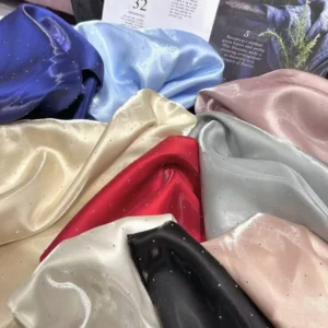 Metallic Wedding Curtain Designers 100% Polyester Crystal Reflective Satin Fabric