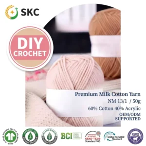 Milk Cotton Blended Yarn 4 Ply 50g Slub Yarn Dyed for DIY Amigurumi Dolls Factory Price