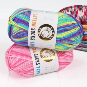 Mixed Color Soft Cotton Polyester Blended Sock Knitting Yarn