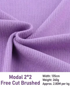 Modal 2×2 Rib Knit Free Cut Sustainable Breathable Fabrics Clothing 260gsm Double Brushed Rayon Spandex Ribbed Premium Underwear