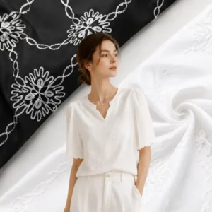 Modal Touch Air Layer Knit Fabric Embroidery Texture Soft Comfortable Textile for Women Tops Dresses Custom Pattern Available