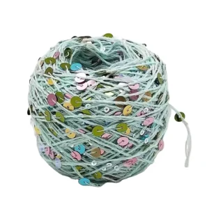 Multi color Fancy Yarn 100% Cotton with 3mm+6mm Sequins Knitting Yarn in Stock