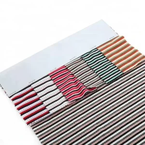 Multi-color Striped Rib Fabric Textile Polyester Jersey Rib Fabric Stretch for Garment
