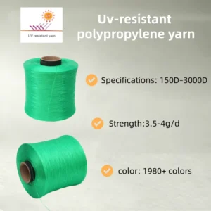 Multi specification FDY PP Yarn Green UV resistant Yarn Strength 3.5 4.0g d Is Suitable for Webbings Polypropylene Yarn