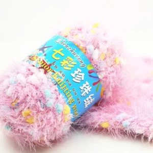 Multicolored Fluffy Pearl Velvet Dot Woolen Crochet Knitting Acrylic Blended Yarn