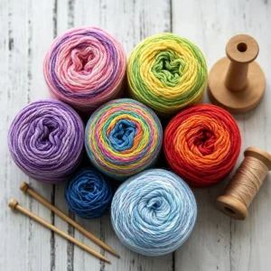 Natural Dyed Rainbow Cake Yarn Cotton Acrylic Blended for Crochet Hand Knitting Sewing for Scarf and Pillow