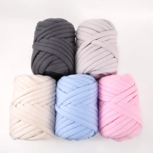 Natural Materials Super Chunky Core spun Cotton Handmade Blanket Cozy and Warm Yarn for DIY Knitting Projects