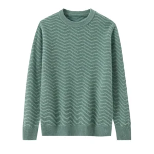 New 100% Pure Wool Sweater Men’s Crew Neck Thick Pullover Sweater Color Block Jacquard Knit Wool Base Layer Sweater Manufacturer