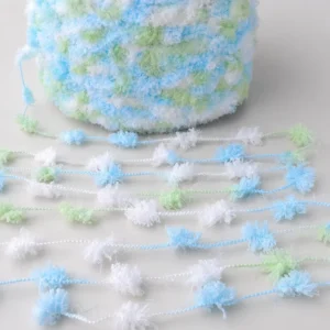 New Arrival Rainbow Gradient Pompom Yarn Soft Polyester Fluffy Bubble Yarn for Crochet Hand Knitting DIY Handmade Crafts Gift